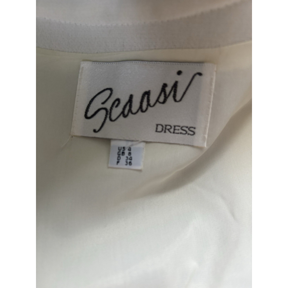 VTG Scaasi Dress Ivory Cream Coat Dress NWT Size 4 Gold Buttons Old Money 90s - Picture 13 of 16